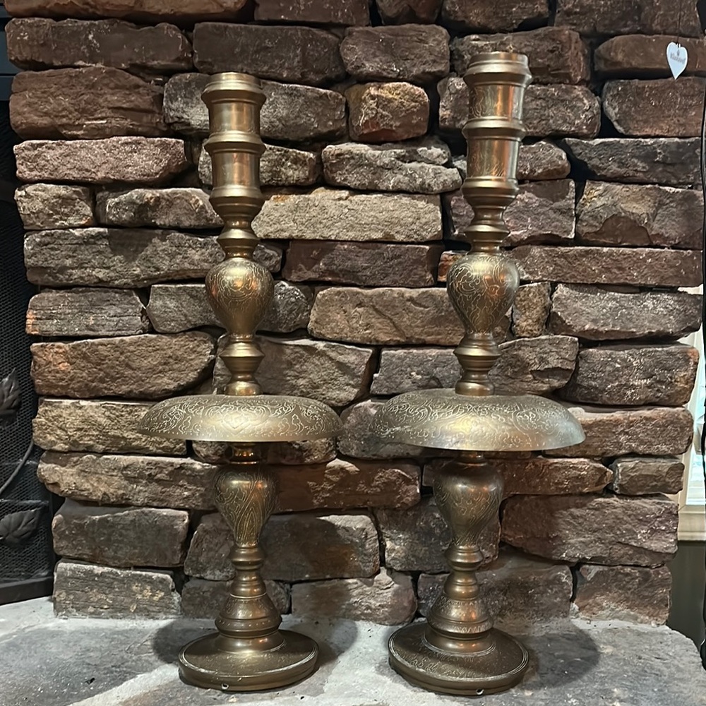 Antique Brass Candle Holders